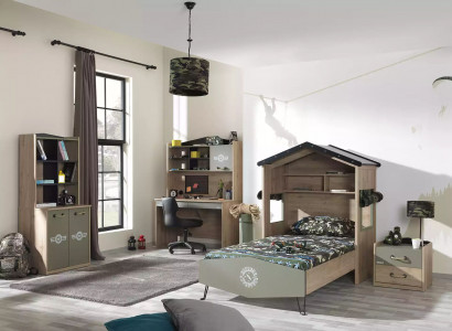Kindermöbel Luxus Kinderzimmer Garnitur Bett Grün Bettrahmen 5tlg Holz